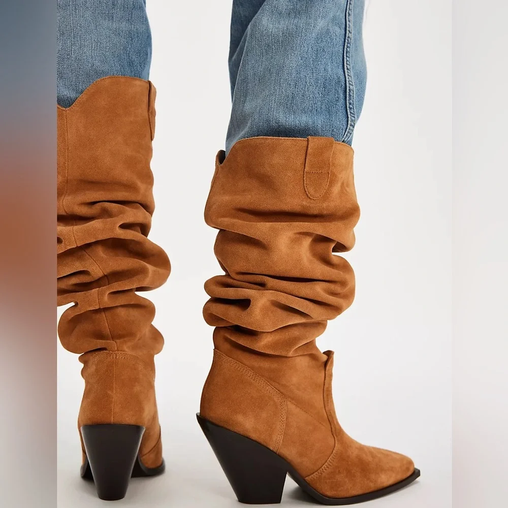New Free People Triple Crown Over-The-Knee Slouch Boots
